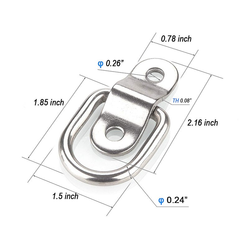 CenterZ 12 Pack Tie Down Rings with Mounting Bracket, Heavy Duty Stainless Steel Lashing Ring D-Ring Anchor Point, 1/4" Surface Mount for Trailer Truck Hauling, Cargo Load, RV Pickup Camper and Boats - Image 3